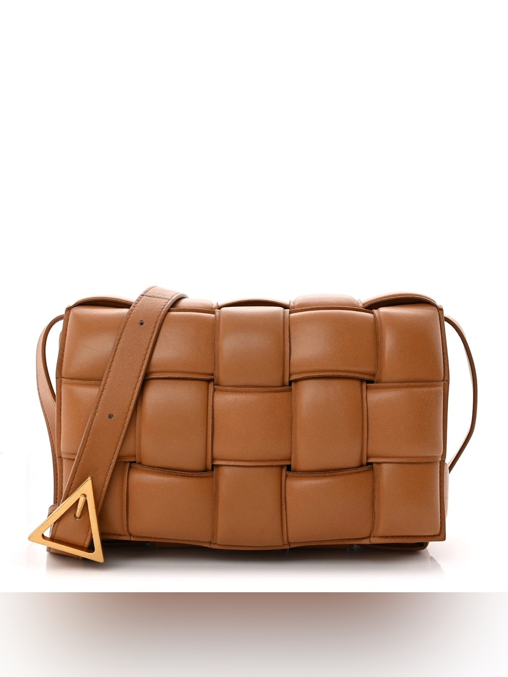 Bottega Veneta Cassette Padded Intrecciato Leather Shoulder Bag Caramel